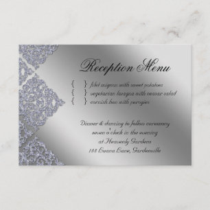 Wedding Reception Damask Xmas Sparkle Invitation