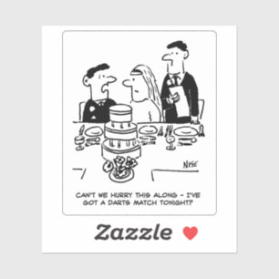 Wedding Reception Darts Match Conflict Cartoon. Sticker
