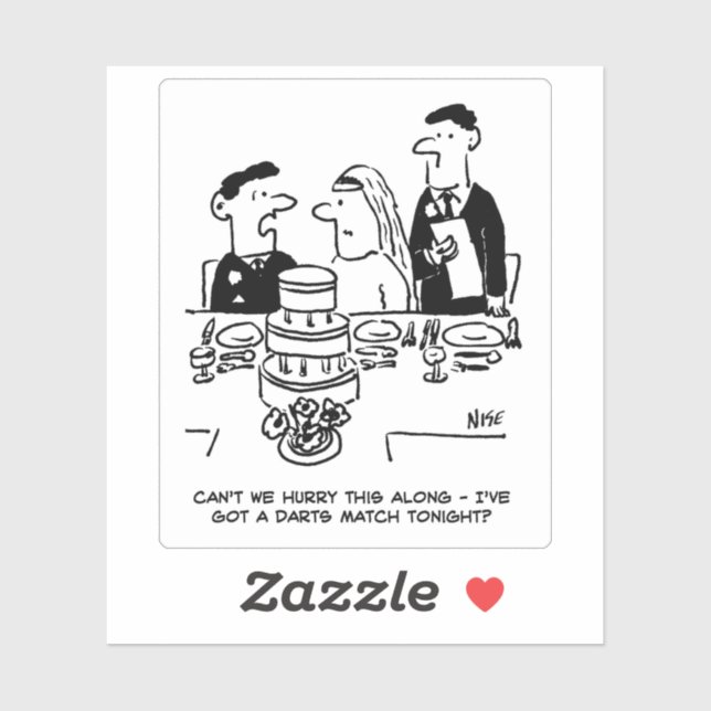 Wedding Reception Darts Match Conflict Cartoon. Sticker (Sheet)