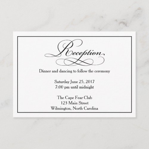 Wedding Reception Details Card