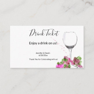 Wedding Reception Drink Ticket Enclosure Card