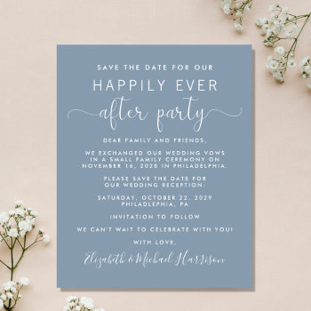 Wedding Reception Dusty Blue Save The Date by JulieHortonDesigns at Zazzle