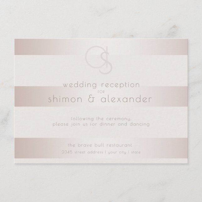 Wedding Reception | Elegant Modern Blush Pearl Enclosure Card (Front)