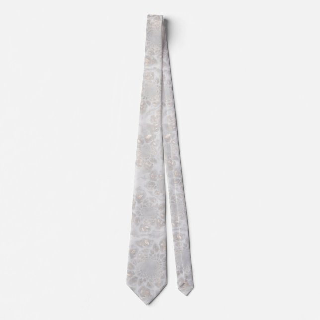 Wedding Reception Elegant White Silver Gold Simple Neck Tie (Front)
