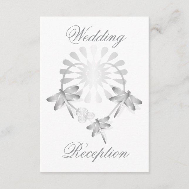 Wedding Reception Enclosure Card Silver Dragonfly  (Front)