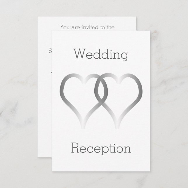 Wedding Reception Enclosure Card Silver Hearts (Front/Back)