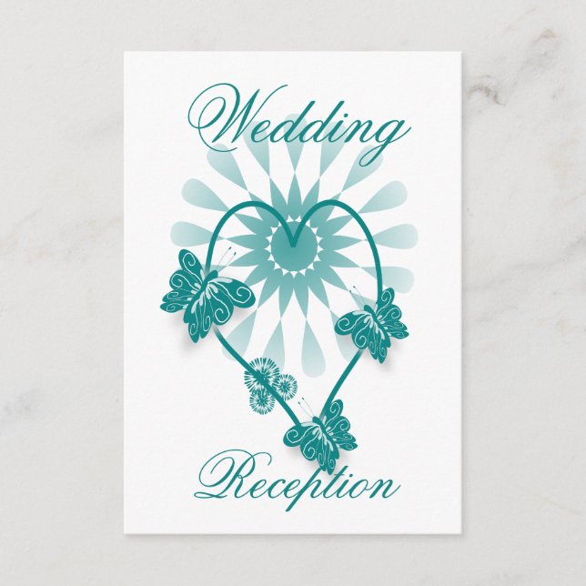 Wedding Reception Enclosure Card Teal Butterflies (Front)