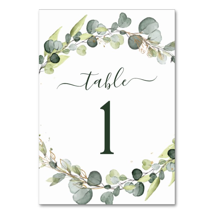 Wedding Reception Eucalyptus Greenery Succulent Table Number | Zazzle.com