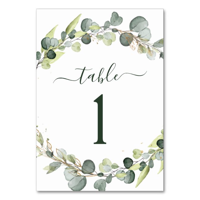 Wedding Reception Eucalyptus Greenery Succulent Table Number (Back)