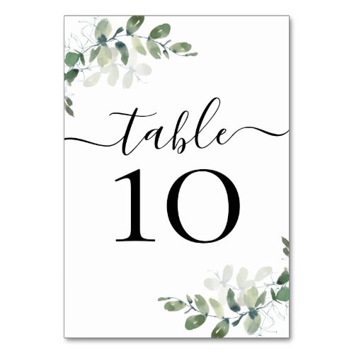 Wedding Reception Eucalyptus Table Number