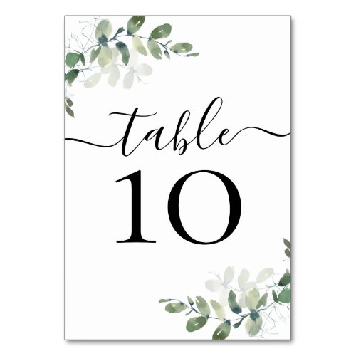 Wedding Reception Eucalyptus Table Number