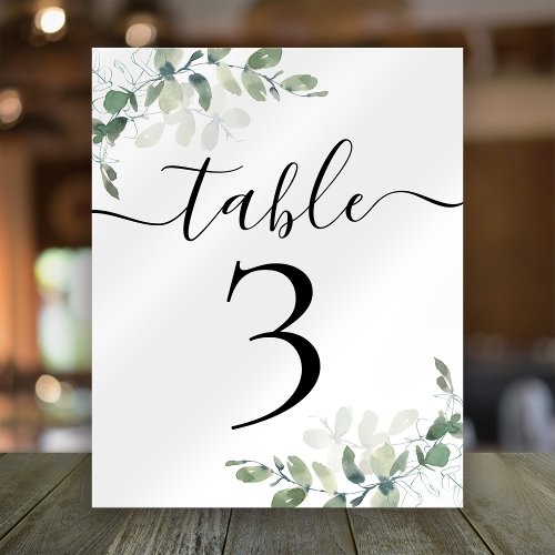 Wedding Reception Eucalyptus Table Number 3