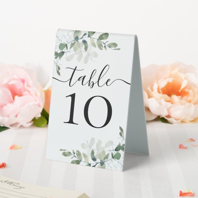 Wedding Reception Eucalyptus Table Number Tent (In SItu (Wedding))