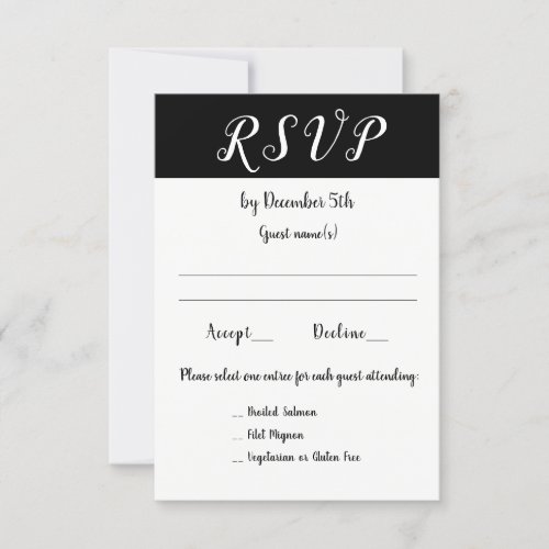 Wedding Reception Event or Party 3 Choices RSVP