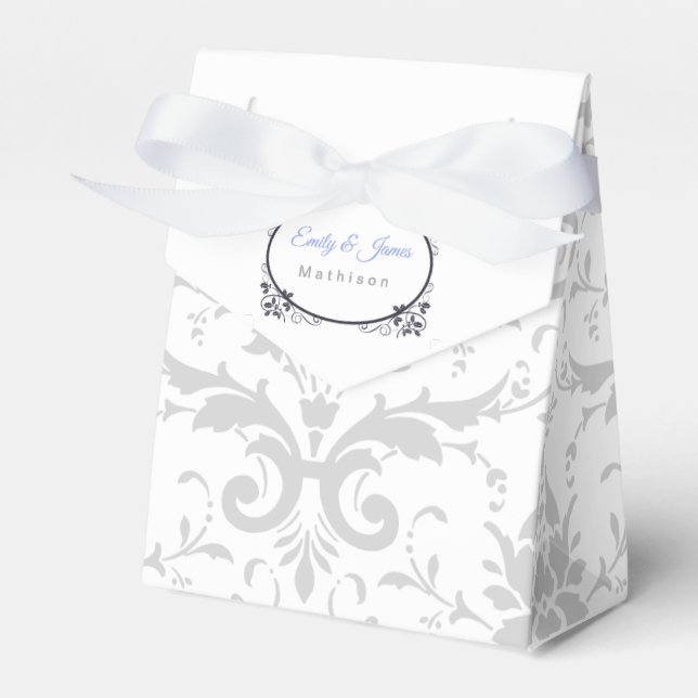 Wedding Reception Favor Boxes Silver Coronation (Front Side)