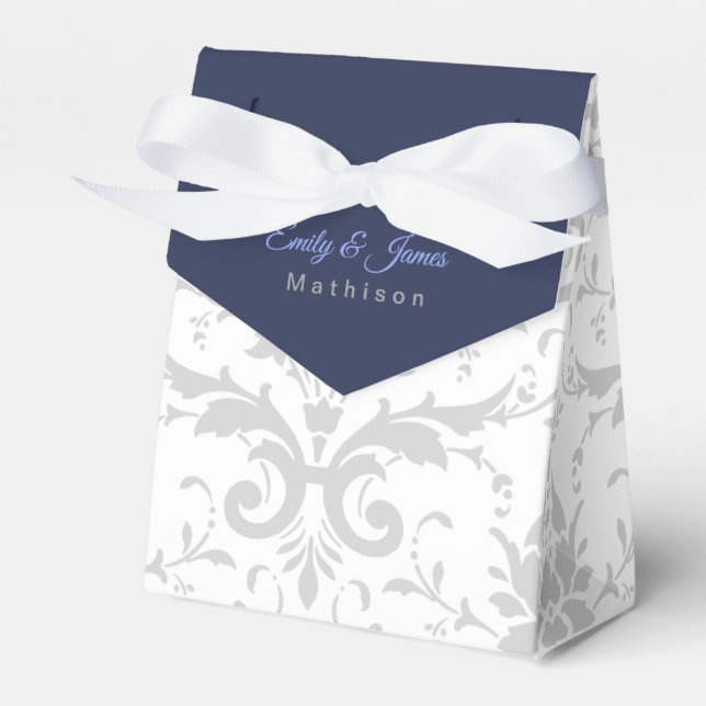 Wedding Reception Favor Boxes Silver Coronation (Front Side)
