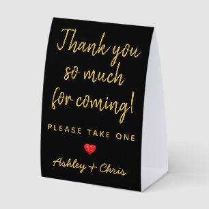 Wedding Reception Favors Black and Gold Minimalist Paper Table Tent