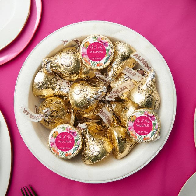 Wedding reception favors mr & mrs pink candy (Wedding reception favors mr & mrs pink candy Hershey's kisses just married wedding favors)