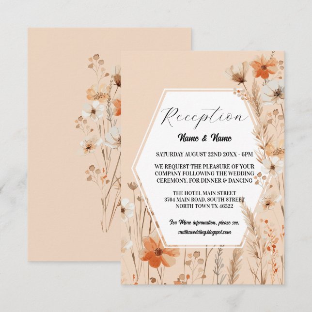 Wedding Reception Flowers Summer Boho Enclosure Card (Front/Back)