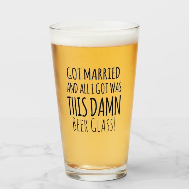 Wedding Reception Funny Personalized Beer Glasses (Front Filled)