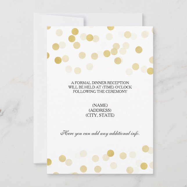 Wedding Reception Gold Foil Glitter Lights Invitation (Front)