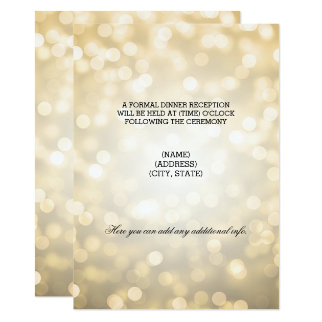 Wedding Reception Gold Glitter Lights Card