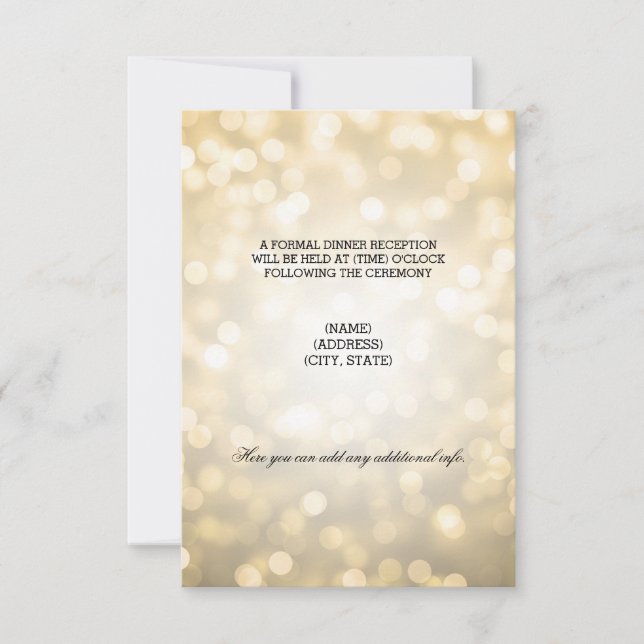Wedding Reception Gold Glitter Lights RSVP Card (Front)