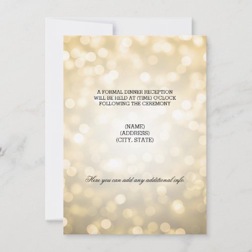 Wedding Reception Gold Glitter Lights RSVP Card