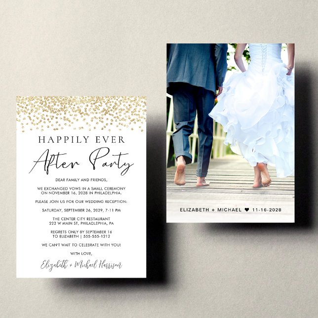 Wedding Reception Gold Glitter Photo Announcement (Creator Uploaded)