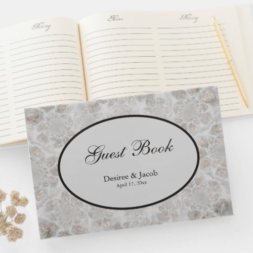 Wedding Reception Gold Silver White Simple Elegant Guest Book