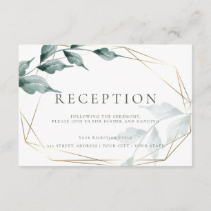 Wedding Reception Grayed Jade Green Botanical Enclosure Card