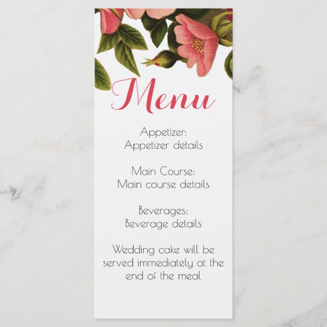 Wedding Reception Guest Dinner Menu (Front)
