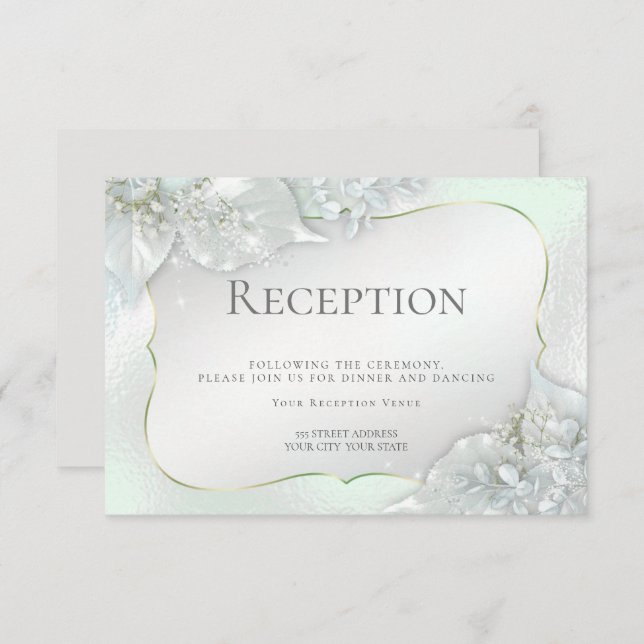WEDDING RECEPTION | Honeydew Green Shimmer Invitation (Front/Back)