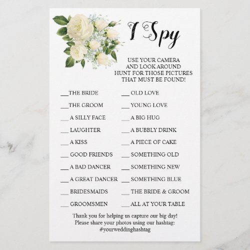 Wedding Reception I Spy Game Card Flyer