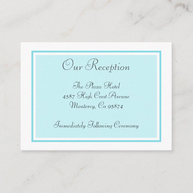 Wedding Reception Insert Cards Aqua Teal (Front)