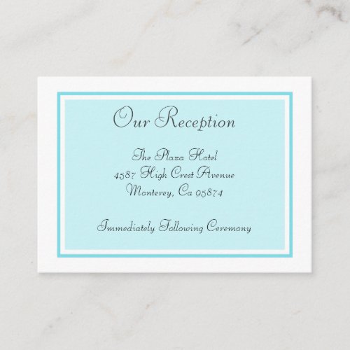 Wedding Reception Insert Cards Aqua Teal Business Cards