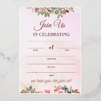 Wedding Reception Invitation Cute Wedding Planning Foil Invitation
