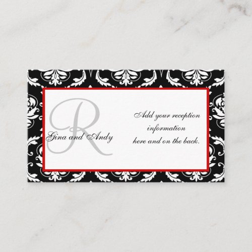 Wedding Reception Invitation Insert Cards Business Card
