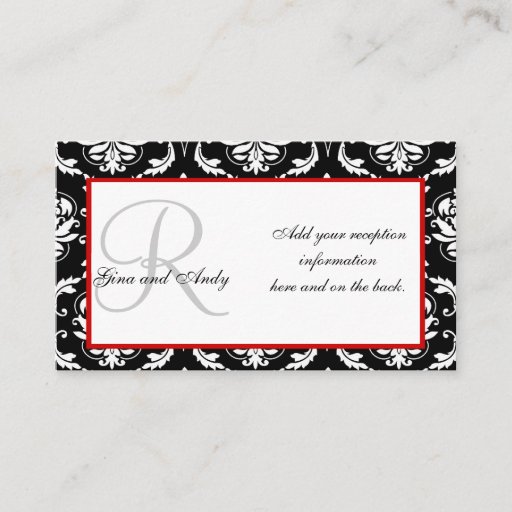 Customizable Wedding Reception Invitation Insert Cards Business Card