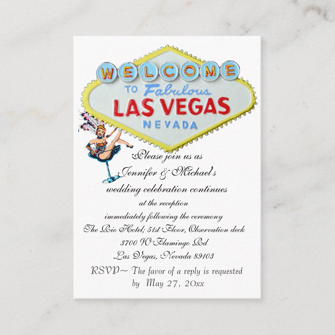 Wedding Reception Invitation Las Vegas Showgirl | Zazzle