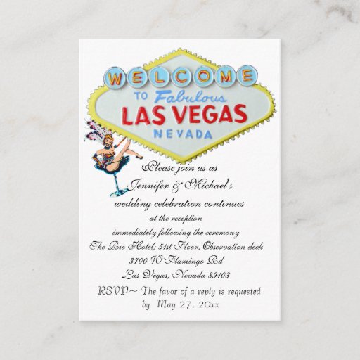 Customizable Wedding Reception Invitation Las Vegas Showgirl Business Card