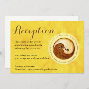WEDDING RECEPTION INVITE. Gold YinYang doves Invitation