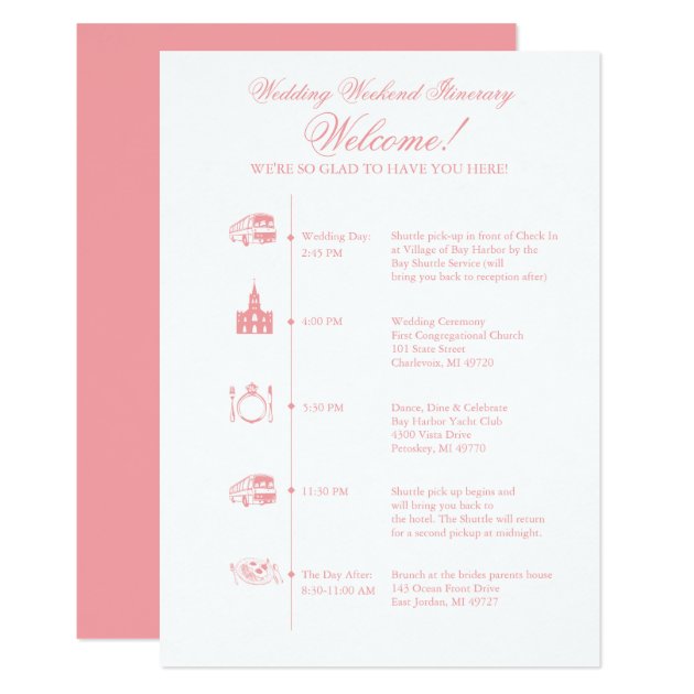 Wedding Reception Itinerary Timeline Card