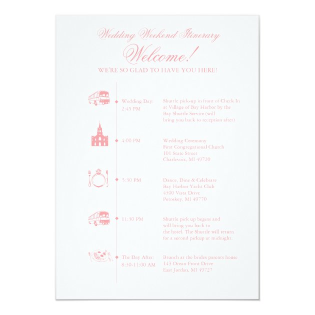 Wedding Reception Itinerary Timeline Card
