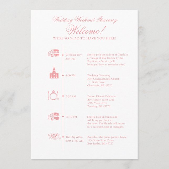 Wedding Reception Itinerary Timeline Program (Front)