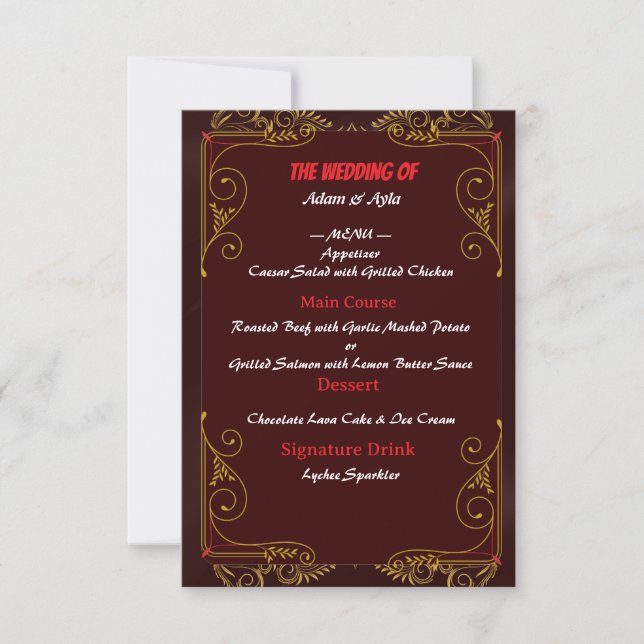 Wedding Reception Menu (Front)