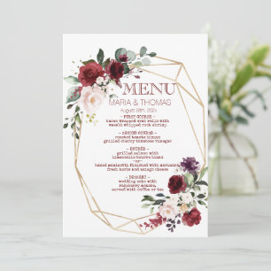 Wedding reception menu card floral