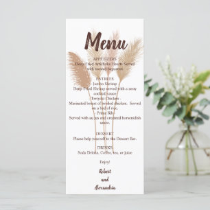 Wedding Reception Menu Pampas Grass