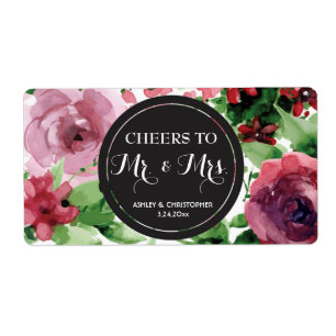 Wedding Reception Mini Champagne Label Floral