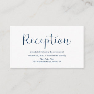 Wedding Reception, Minimal design, Navy blue font Enclosure Card